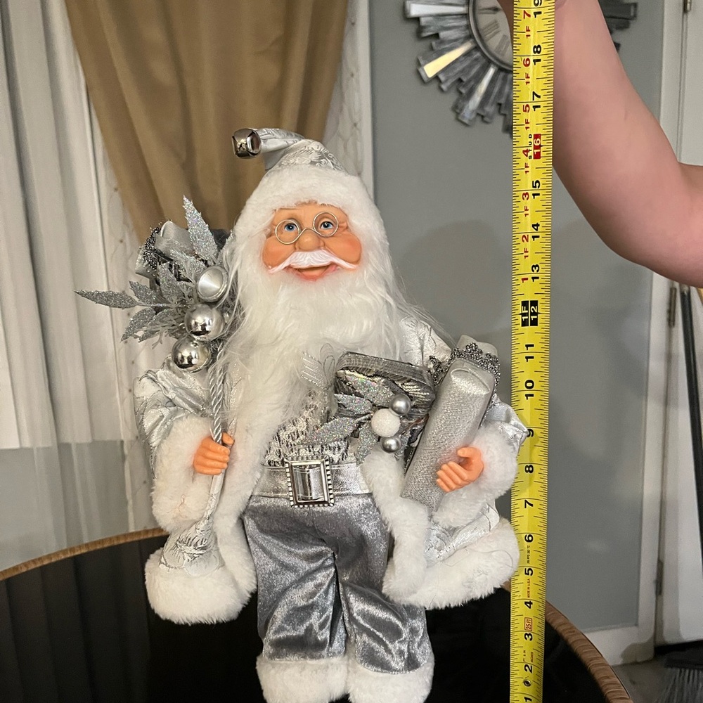 Silver and White‎ Holiday Santa Figurine - Picture 9 of 9